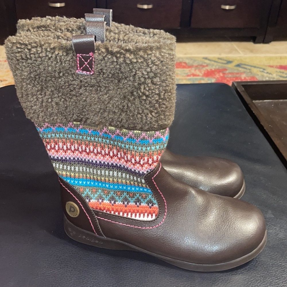 Pediped Flex Kacie Leather & Sweater Knit Fleece Lined Boots EU 36 4-4.5